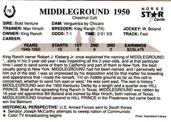 1991 Horse Star Kentucky Derby #76 Middleground Back